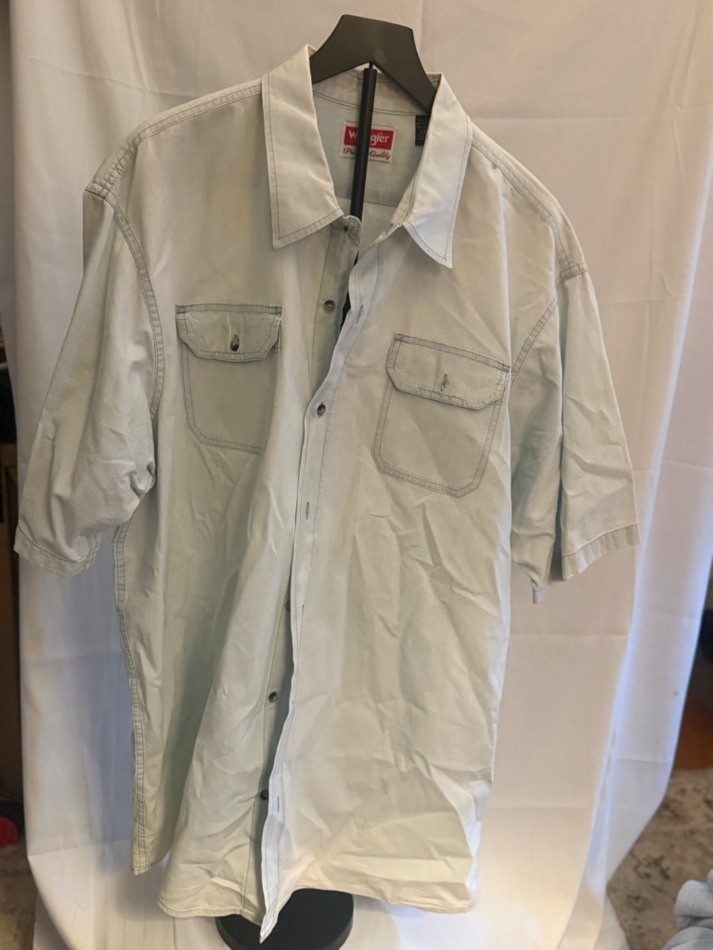 Wrangler Light Blue Short Sleeve Button-Down Shirt